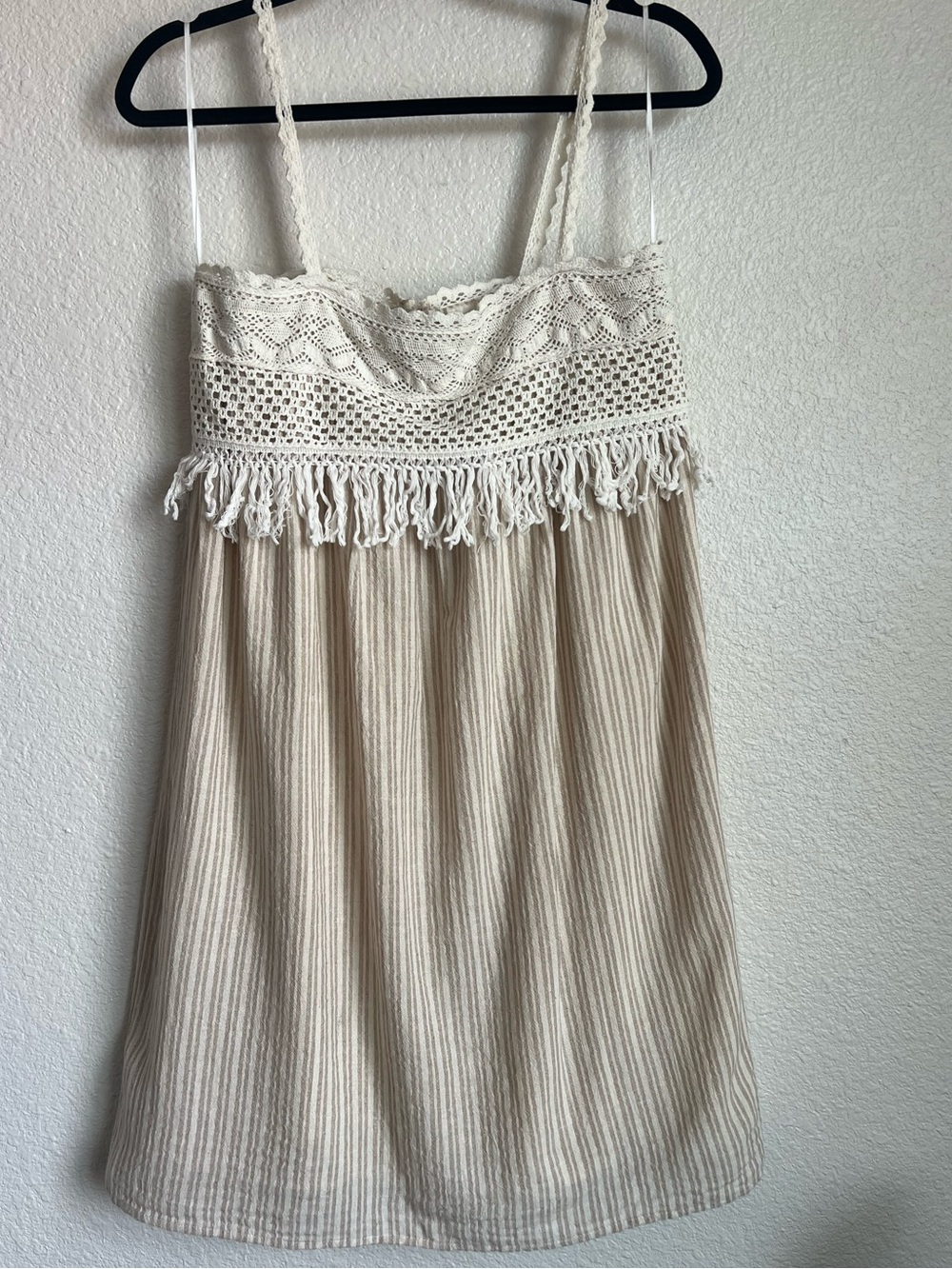 NWT Altar'd State Cream Crochet Fringe Dress
